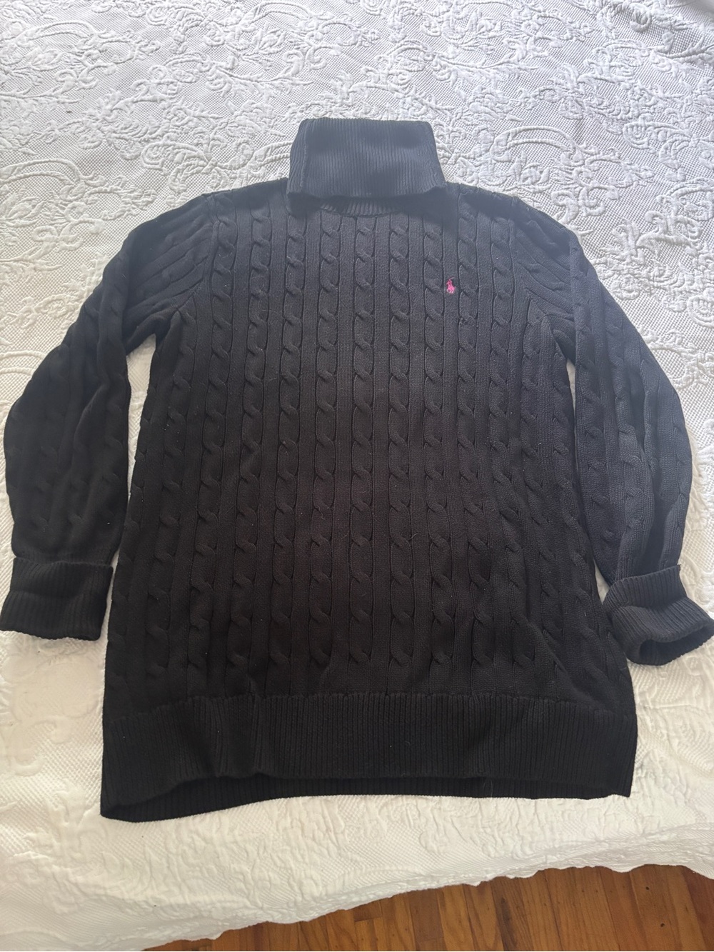Polo by Ralph Lauren Black Cable Turtleneck Sweater